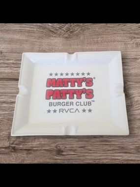 RVCA Matty's Patty's Burger Club White Ceramic Ashtray